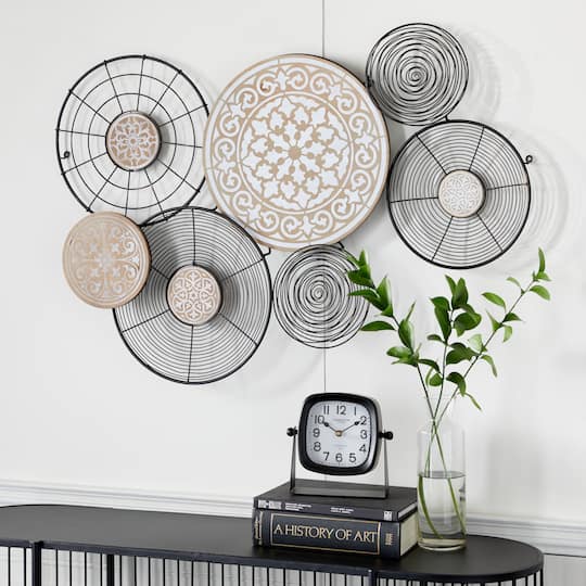 Black Iron & Wood Eclectic Wall Décor